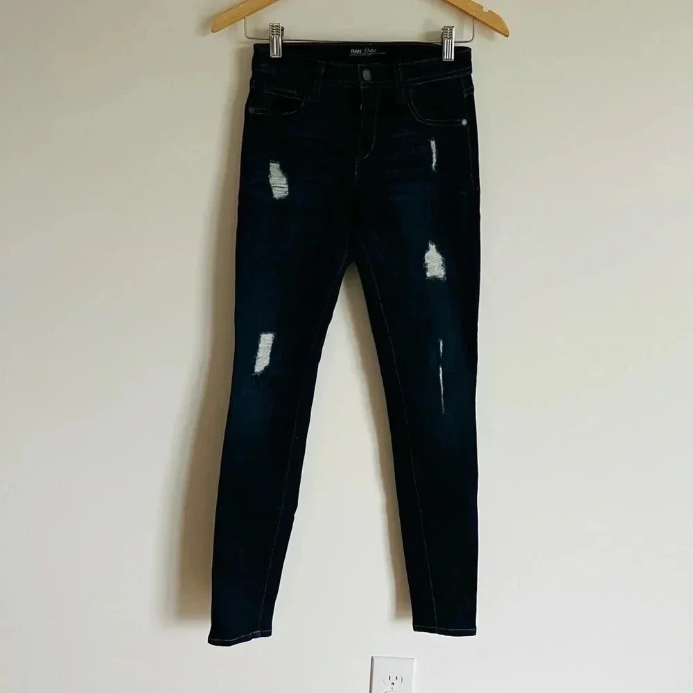 Fran Denim Women’s Dark Wash Sarah Distressed Skinny Jeans 25